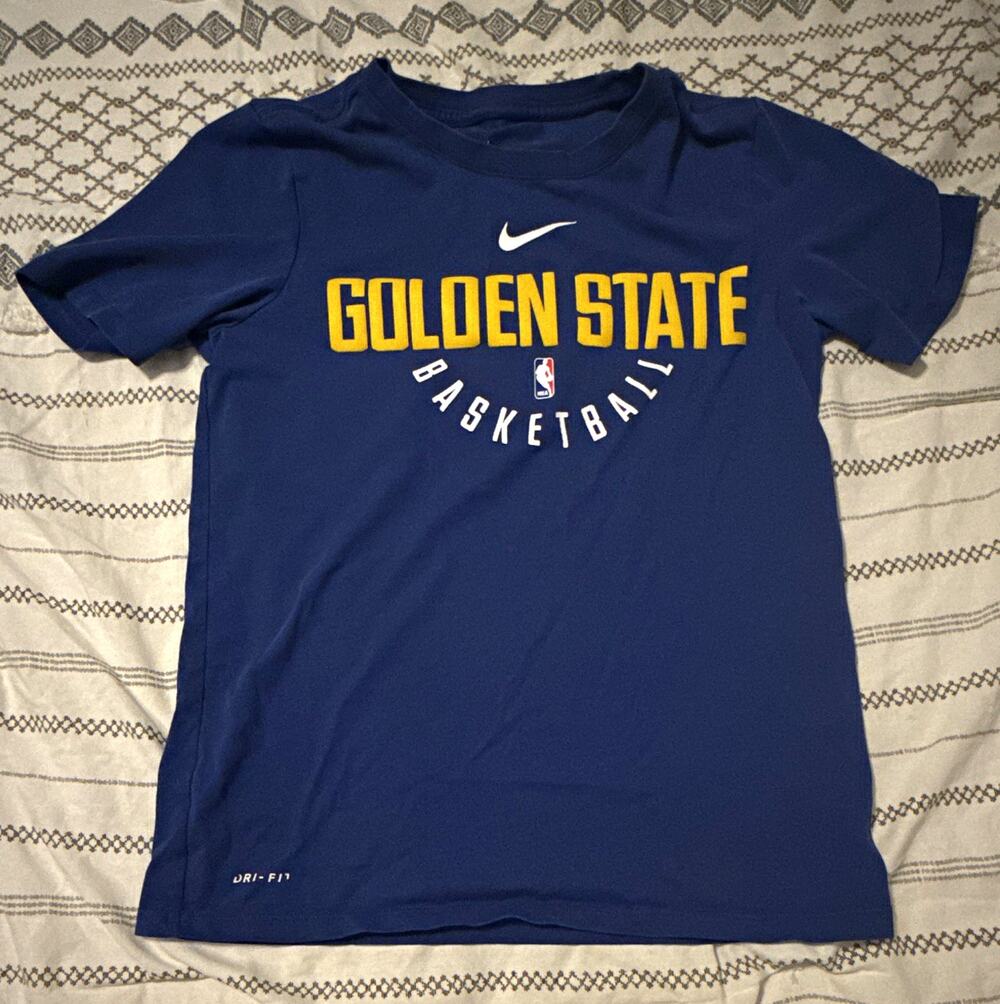 Nike Dri-FIT Golden State Warriors NBA Basketball Shirt Blue Yellow White M